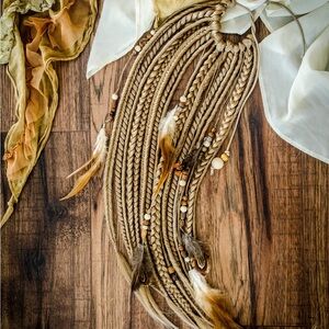 Bohemian Braided Feather blonde hair accessory